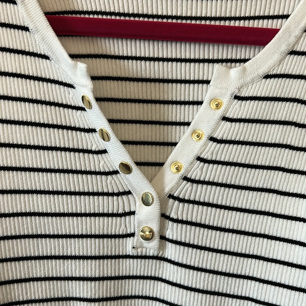 The Workshop Women’s White Black Stripe Sleeveless Ribbed Sweater Tank Size S - Picture 9 of 12